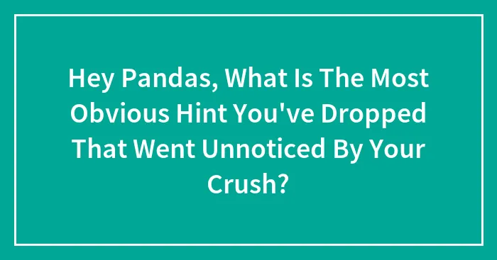 Hey Pandas, What Is The Most Obvious Hint You've Dropped That Went Unnoticed By Your Crush? (Closed)