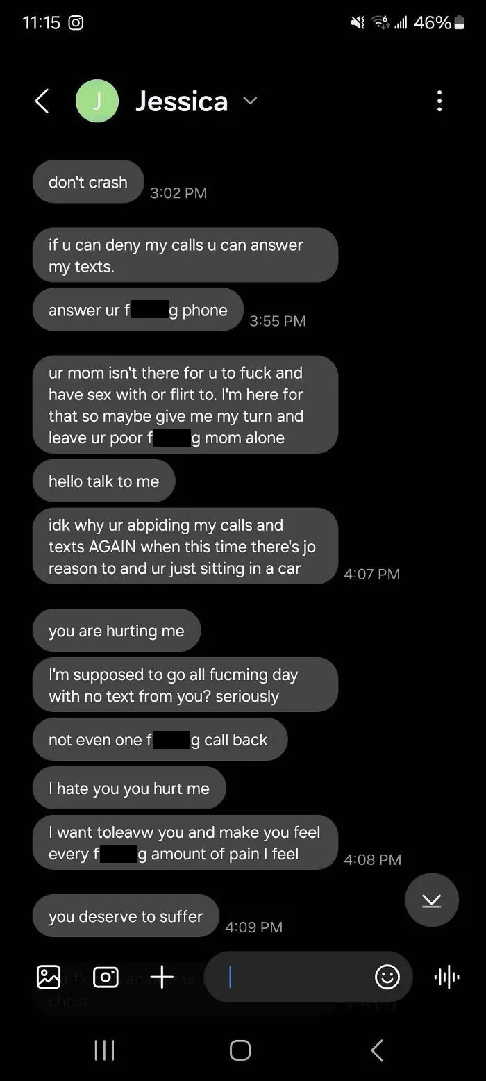 Text message exchange revealing toxic behavior from a person named Jessica, illustrating toxic nice girls in screenshots.