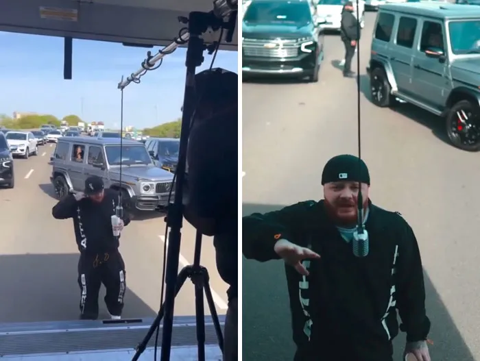 Este tipo provocó un atasco en la autopista solo para grabar un video de rap.