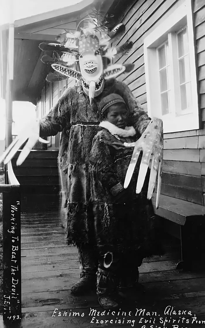 An Eskimo Medicine Man And A Sick Boy In The Early 1900s