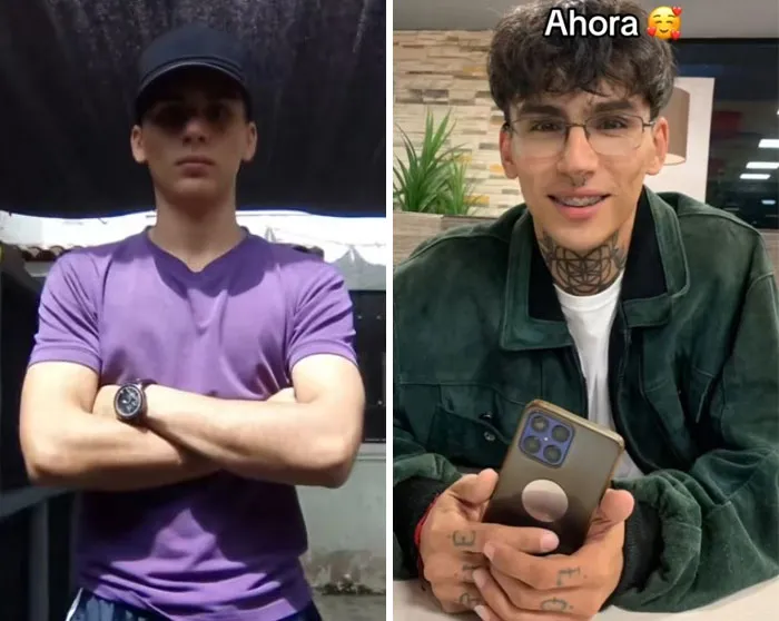 Before and after transformation showing the girlfriend glow-up effect with improved style and confident appearance.