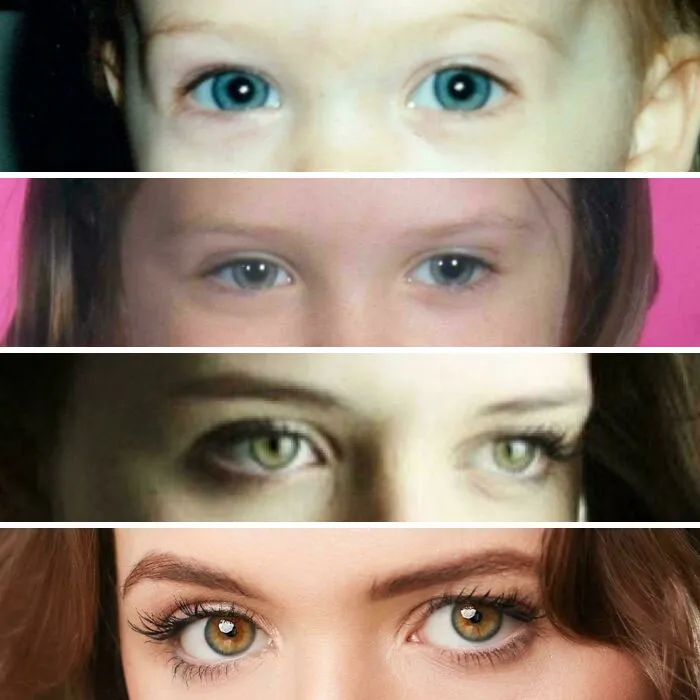 La evolución del color de mis ojos (2, 6, 17 y 29 años)