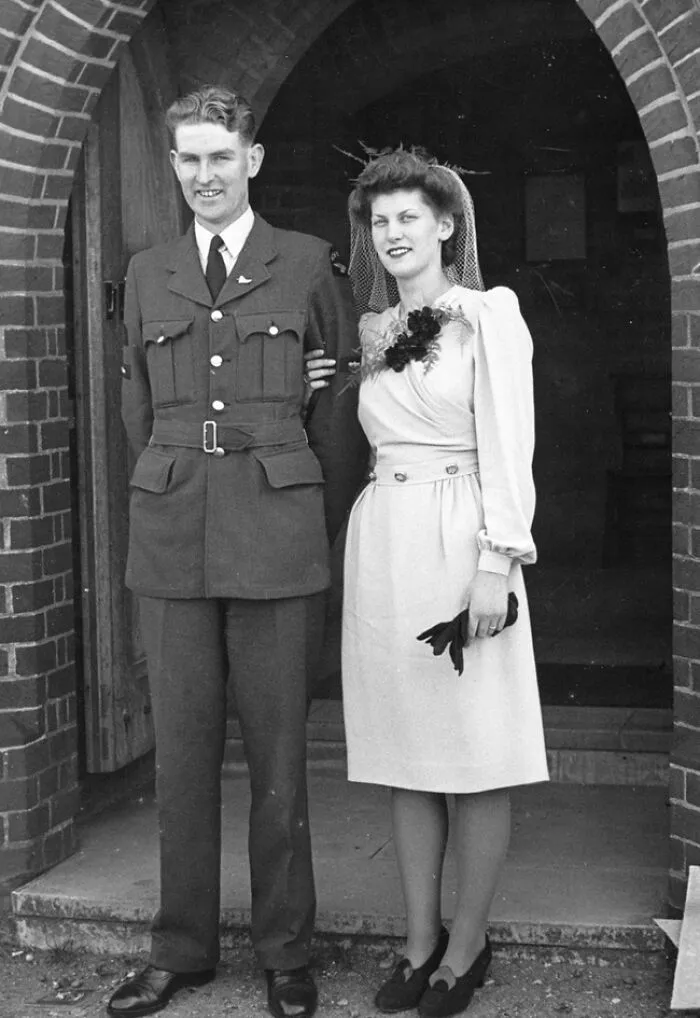 Claire Dunlop And Pilot Officer Allen Dunlop On Their Wedding Day, 1944