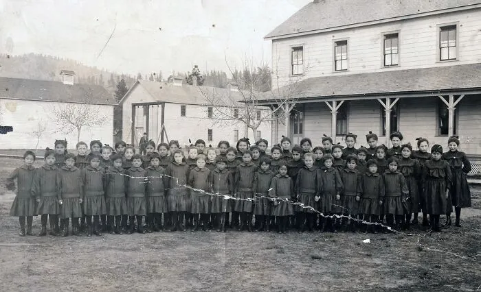 Group Of School Girls, Many Indigenous, At Fort Spokane