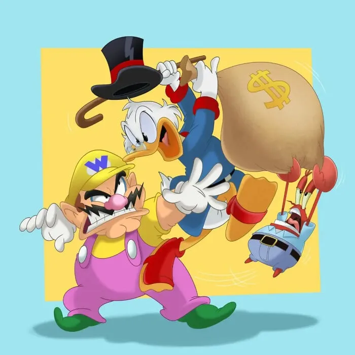 Scrooge Mcduck, Wario And Mr. Krabs