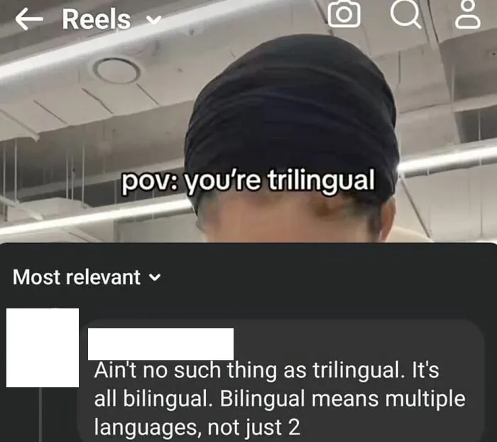 Screenshot of an online group shaming overconfident know-it-alls who incorrectly correct language facts in social posts.