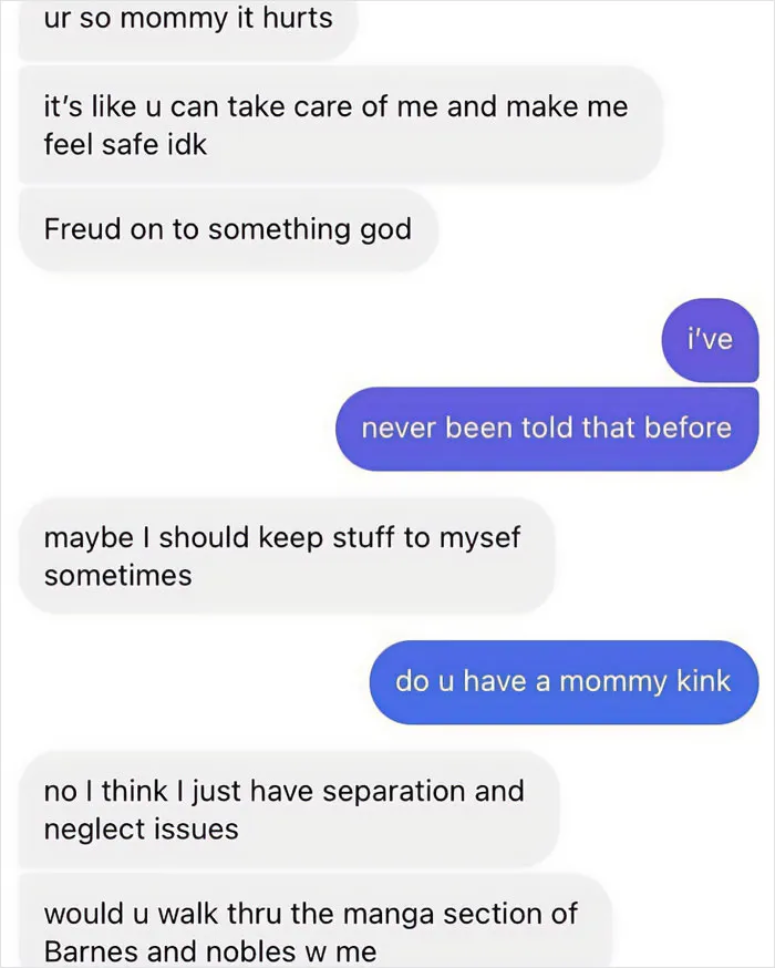 Text message screenshot showing cringy men hitting on women with awkward and strange chat messages.