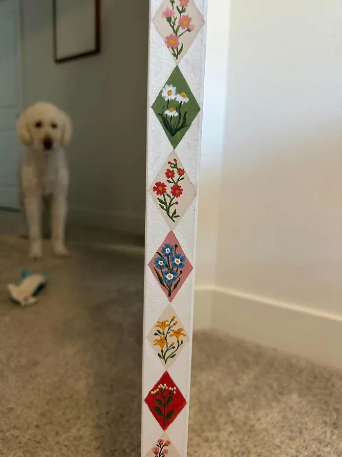 Painted The Edge Of My Office Door With Some Little Flowers, To Bring Me Some Extra Joy Since I Look At It All Day While I’m Working