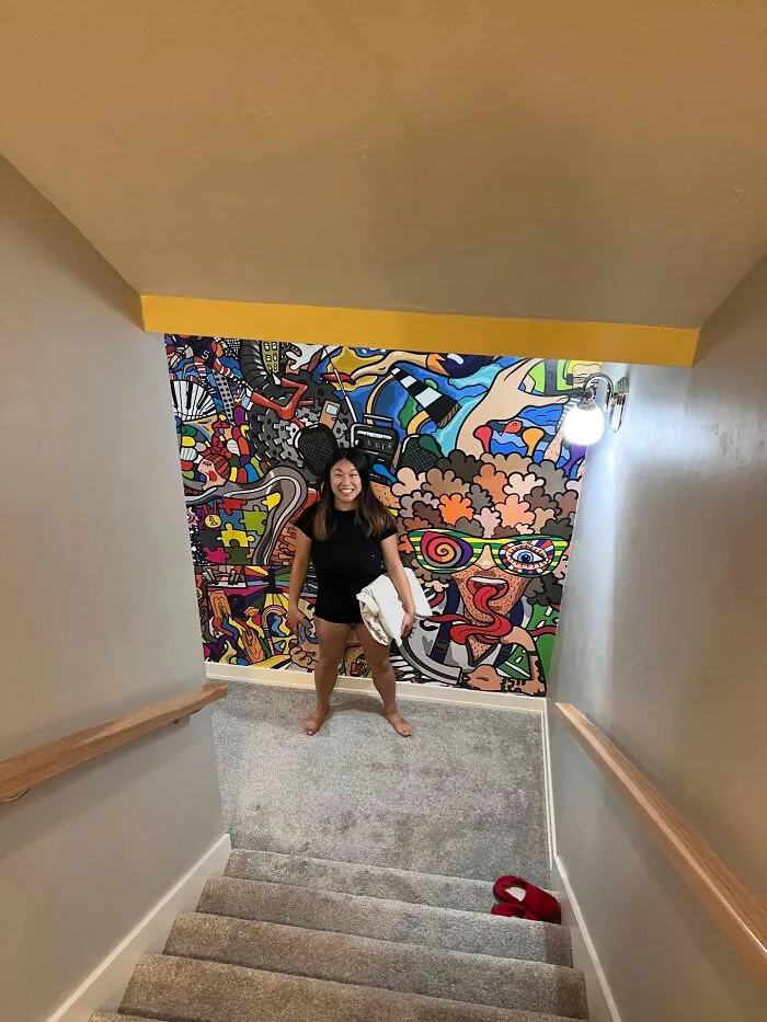 My Mural, My Daughter And I Put Up On The Stairway Wall