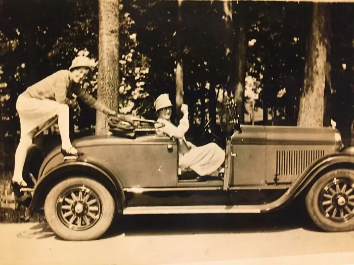 Picture In My Kitchen Of My Grandmother And Great Aunt In Their ‘29 Plymouth