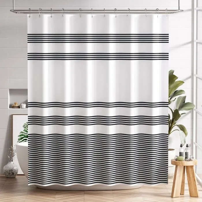 That Dingy, Sad Shower Curtain Is Doing Absolutely Nothing For Your Bathroom's Glow-Up; Swapping It For A Crisp, <a Style="Display:inline;" Href="Https://Www.amazon.com/Amazerbath-Curtain-Farmhouse-Washable-Bathroom/Dp/B0bgxbx2q4?ie=utf8&th=1&linkcode=ll1&tag=bprabbit-20&linkid=c269f830a0749184d15cbe808e1cf29b&language=en_us&ref_=as_li_ss_tl" Target="_blank">  <span Style="Font: Inherit; Color: #d74b1f;"> Striped Shower Curtain </Span> Is The Lowest-Effort, Highest-Impact Change You Can Make