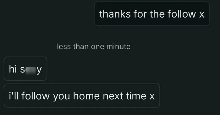 Screenshot of an unhinged online selling message conversation showing a follow-up comment with threatening tone.
