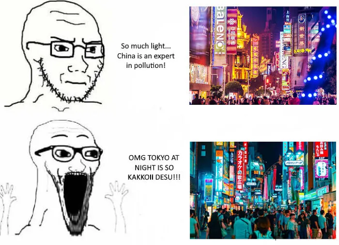 Night In Chinese City 😡🤬🌚‎‍🏭 vs. Night In Japanese City 🥰😍🌕🌸
