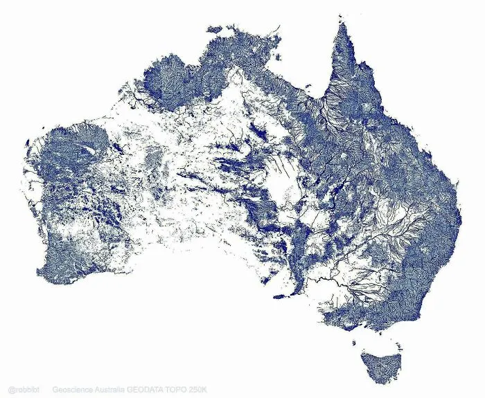 Australia Mapped By Its 1.3 Million Rivers, Streams, Tributaries