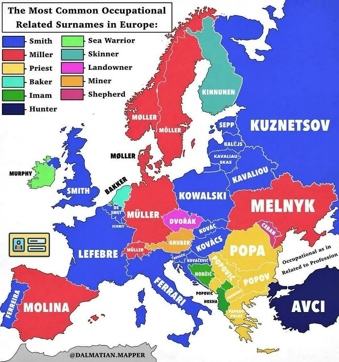 The Most Common Occupational Related Surnames In Europe