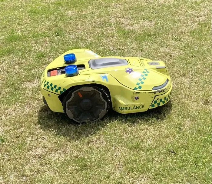 The Robotic Lawnmower At A Hospital Is A Small Ambulance