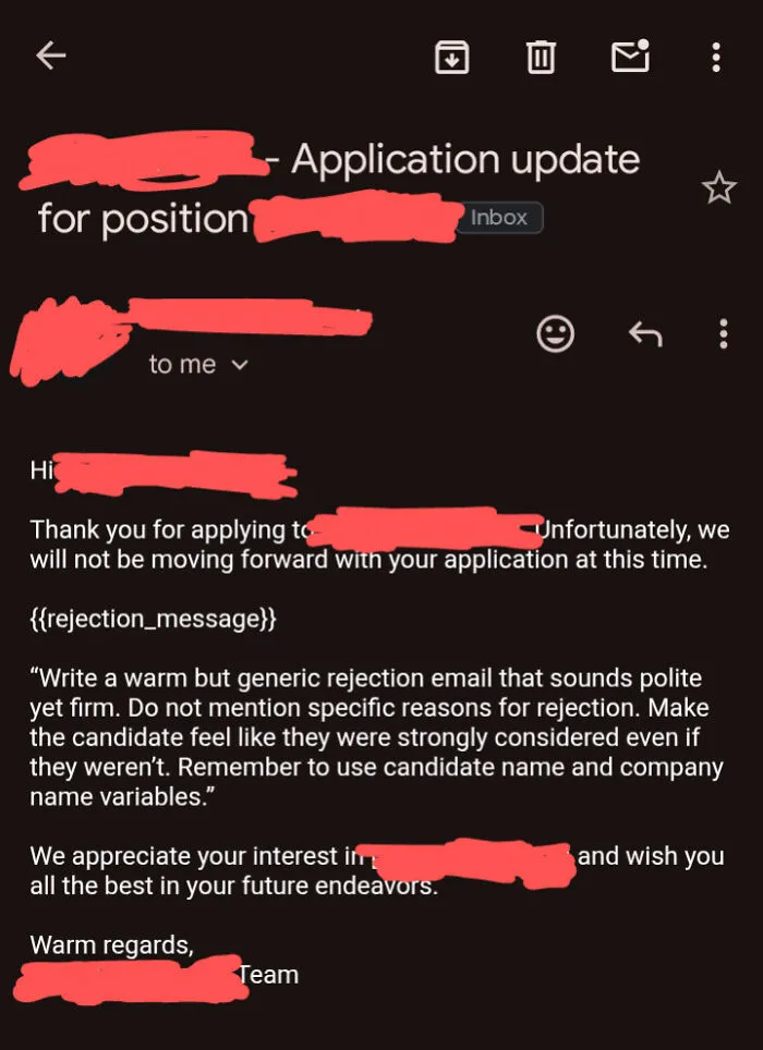 This Rejection Email