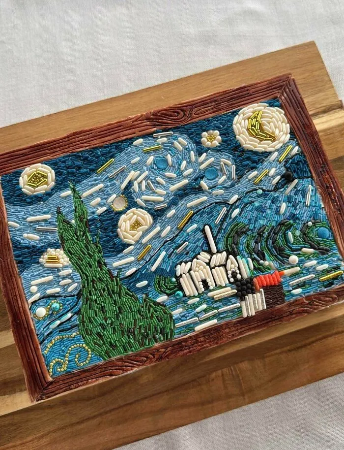 I Had Thousands Of Sprinkles, A Pair Of Tweezers And A Dream. 22 Hours Later, Van Gogh's Starry Night Was Completed!