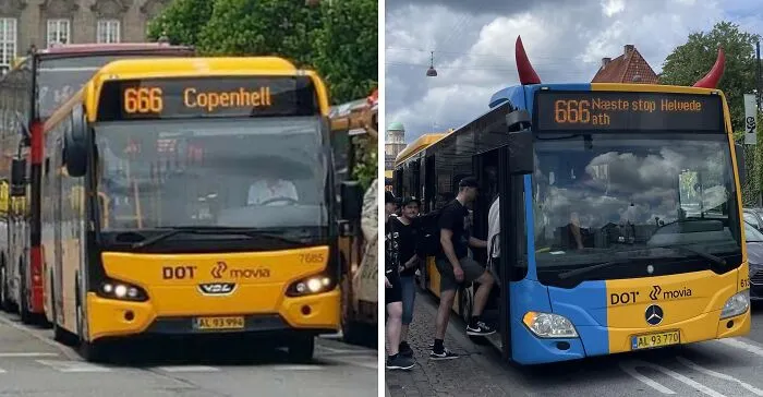 This Bus Going To The Annual Heavy Metal Festival Copenhell In Copenhagen, Denmark, With The Temporary Line Number 666