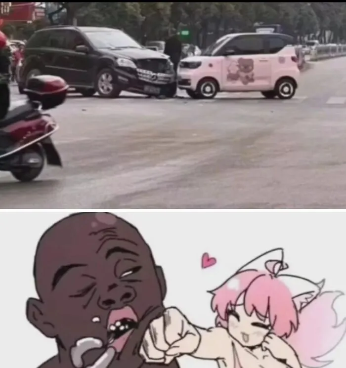 Two images showing funny and bizarre scenes combining the holy and the cursed in a humorous way.
