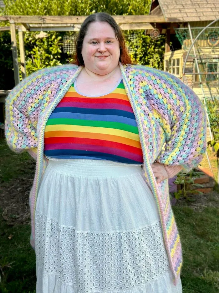 My First Crochet Garment - It Is, Of Course, A Granny Hexagon Cardigan