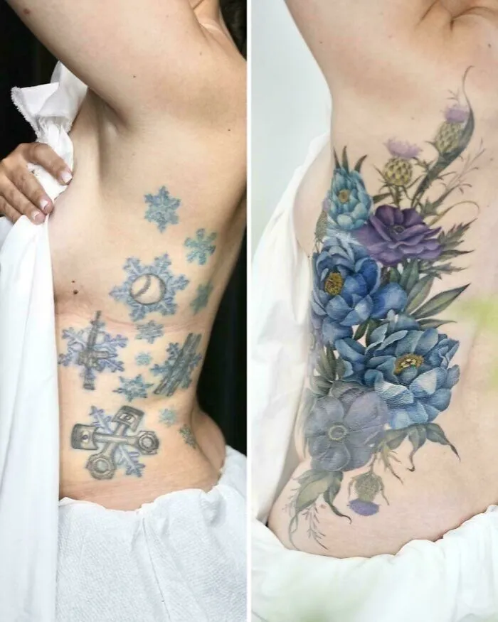 Side Coverup With Flowers