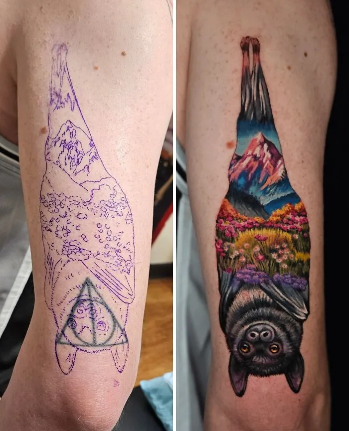 Deathly Hallows Coverup By Silas, Esoteric Tattoo. Portland Or