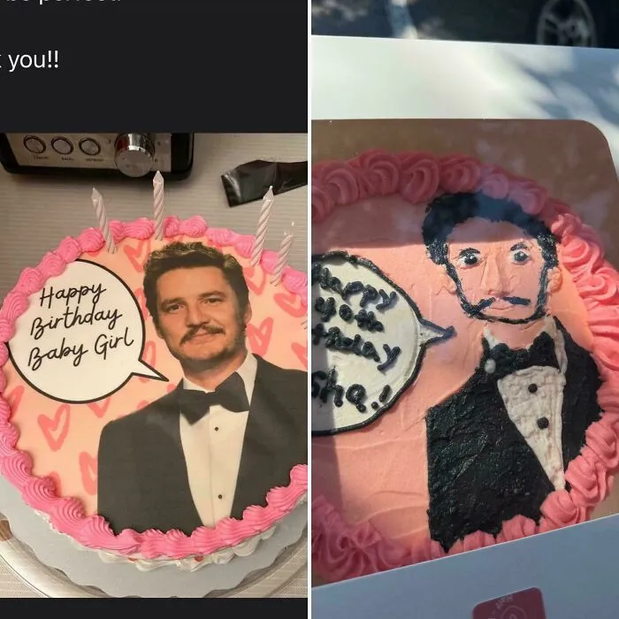 I Asked For A Sugar Photo Bday Cake. I Got A Horrible Hand Drawing Instead