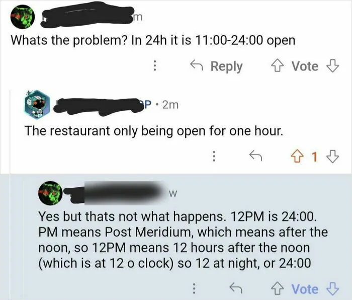 The Restaurant Listed Their Hours As 11 AM To 12 PM