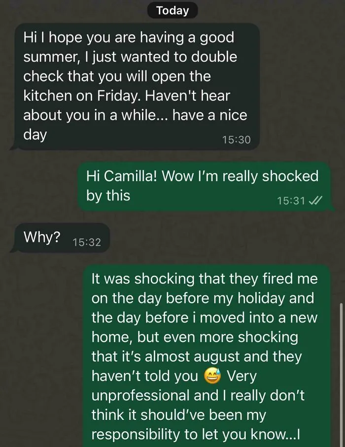 My Boss Knew I Was Moving Into A New Apartment The Day Before My Summer Holidays. She Fired Me And Didn’t Let My Coworkers Know