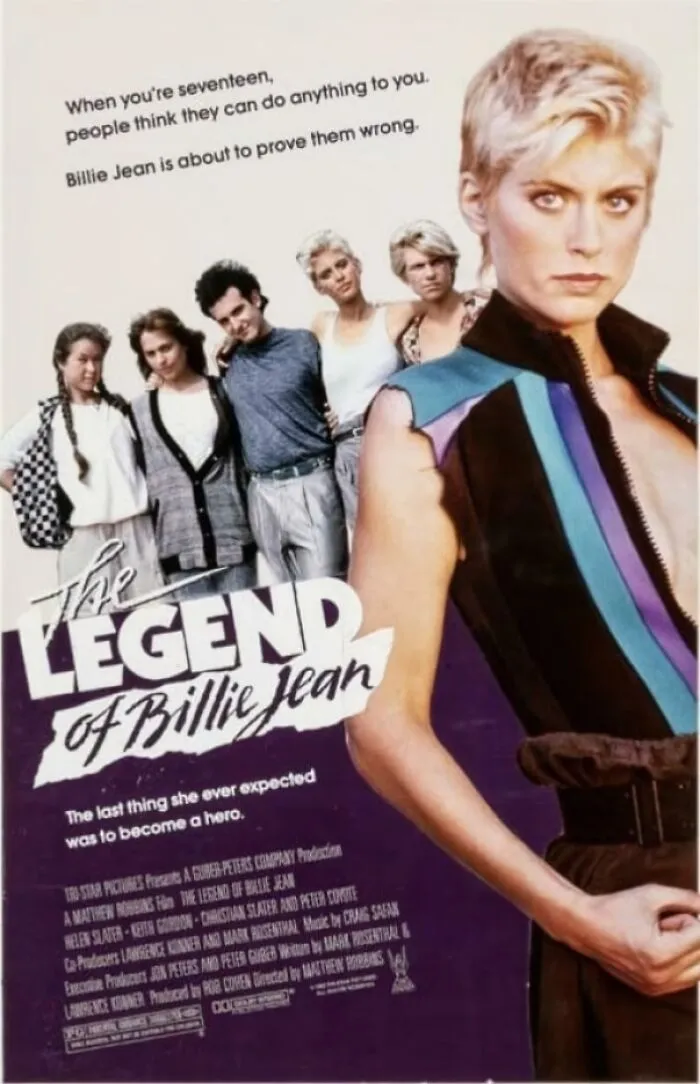 Vintage movie poster of The Legend of Billie Jean featuring a strong female lead, evoking nostalgic feelings about old age.