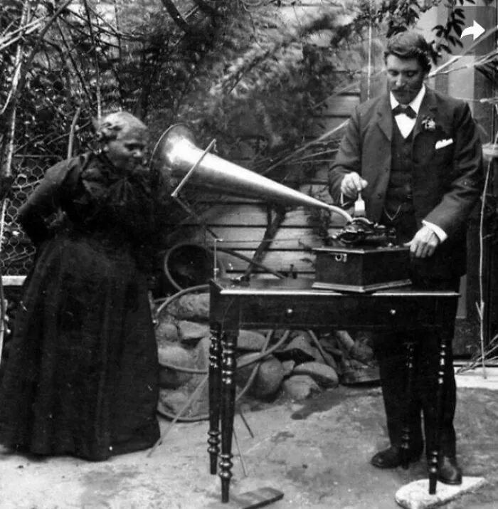Aboriginal Tasmanian Fanny Cochrane Smith Singing Into Her Phonograph In 1903. Without Her Efforts To Preserve Her Culture, We Would Have No Audio Traces Of The Tasmanian Language