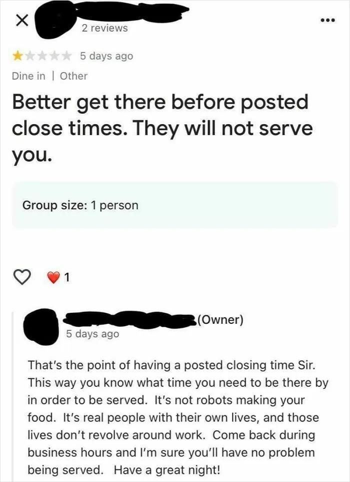 Great Response From The Owner