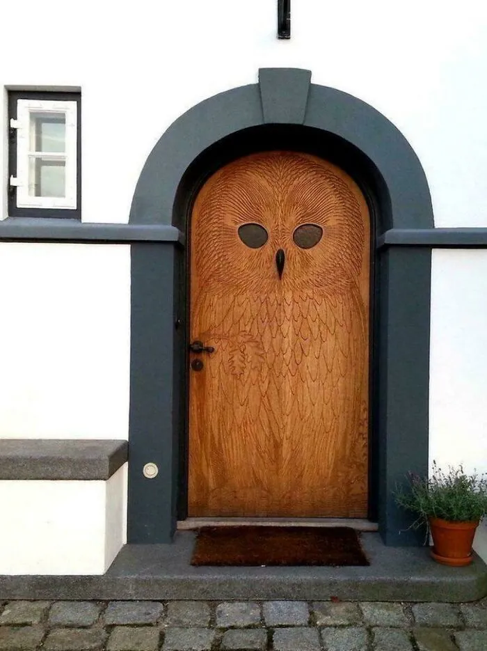 A Wooden Door From The 1930s With An Owl Design In Copenhagen, The Beak Being The Door Knock 📸frans De Waal 