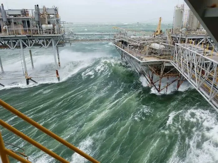 The View From An Oil Rig In The Gulf Of Mexico During Tropical Storm Barry