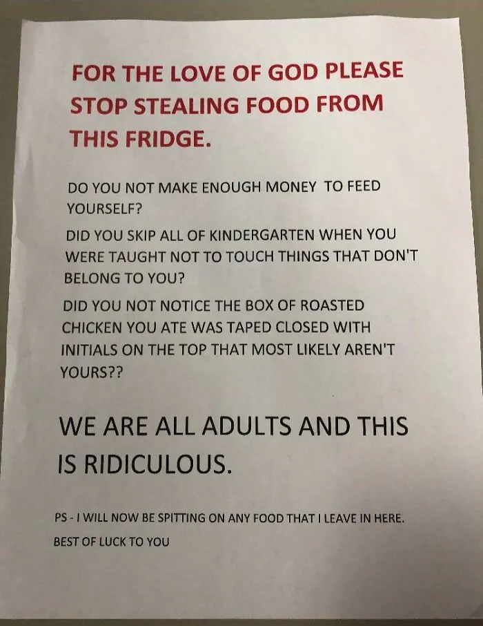 Mi madre está harta de que le roben la comida en la oficina
