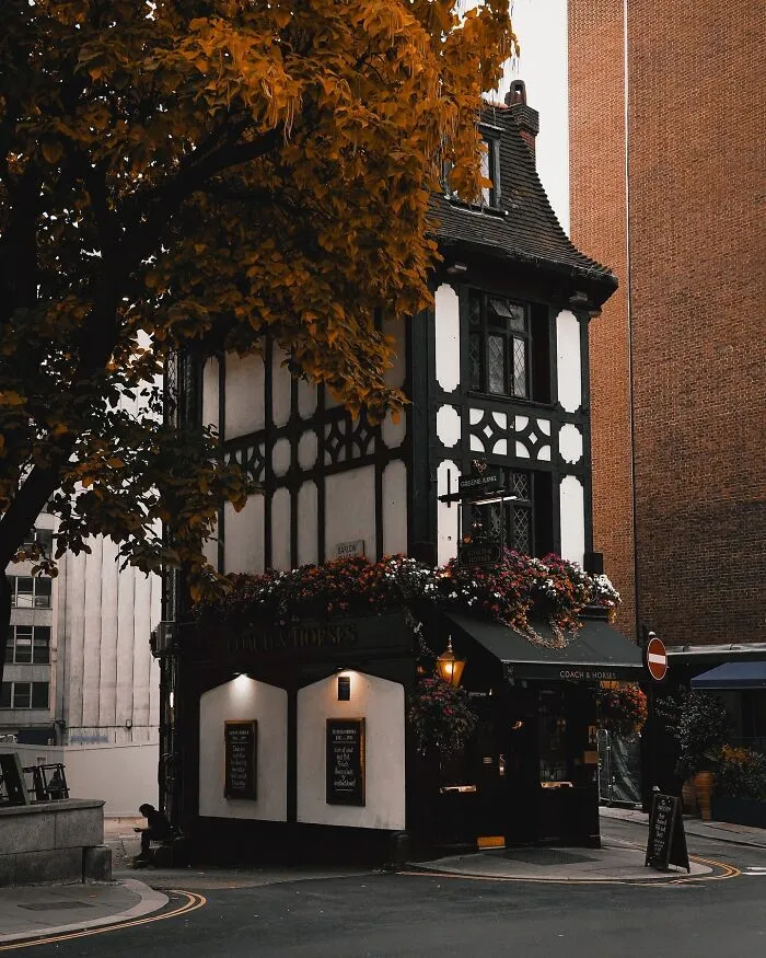 1933 Tudor Revival Building Housing The Historic Coach And Horses Pub In Mayfair, London, UK