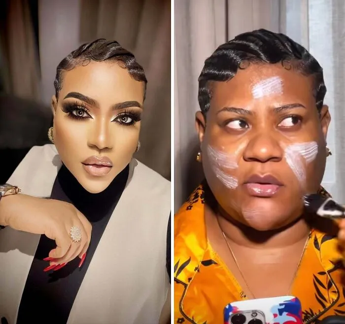 Lo que publicó ella VS lo que publicó su maquilladora