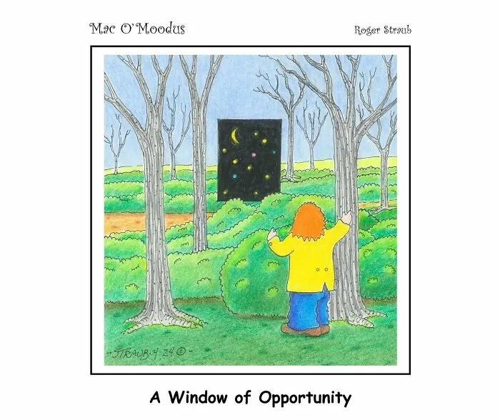 Roger Straub’s Mac O’Moodus Is Back With 50 Clever Comics Full Of Whimsy And Wordplay