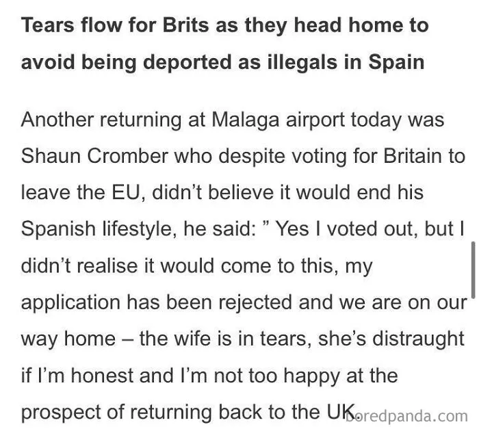 I Never Thought That Voting To Leave Europe Would Mean That I Had To Leave Europe, Weeps Deluded Man