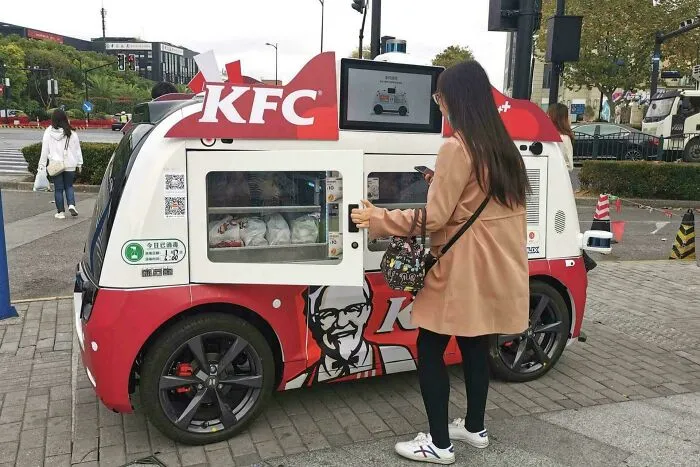 In Shanghai, China Has Autonomous KFC Cars That Roam Around And Allow You To Buy Food Without Human Interaction