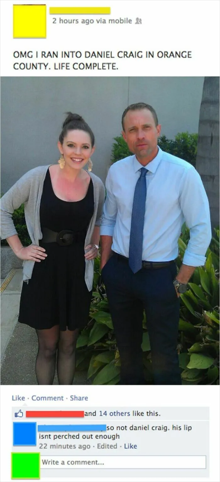 Woman posing with Johnny Derp look-alike in a photo shared and laughed at online for celebrity impersonation fail.