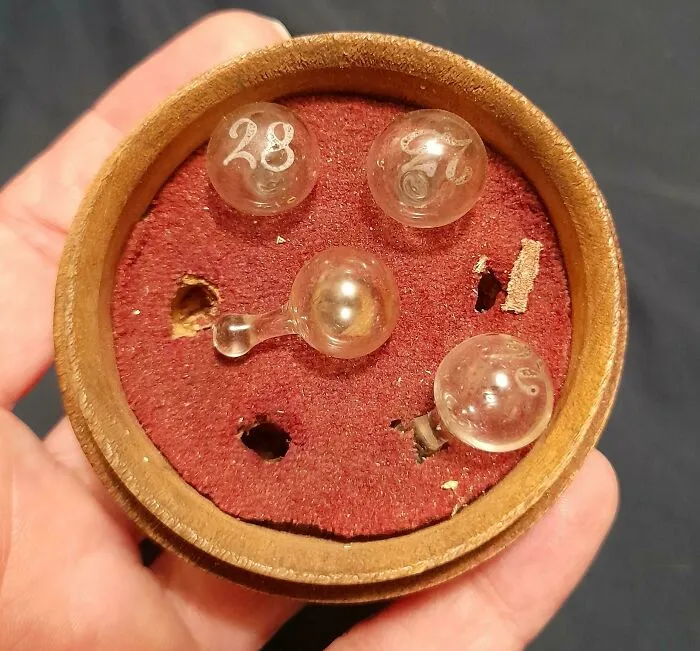 Miniature Antique Mini Glass Ball Things? The B***s Are Hollow And Delicate With Little Tips/Ends. Each One Is Numbered On The Top