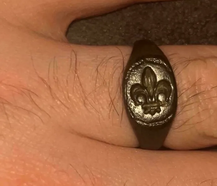 My 15th Century Bronze Merchant Seal Ring Showing A Fleur De Lis