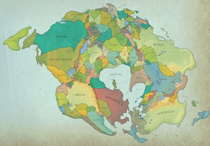What Earth Will Look Like In 250 Million Years, With Today’s Borders