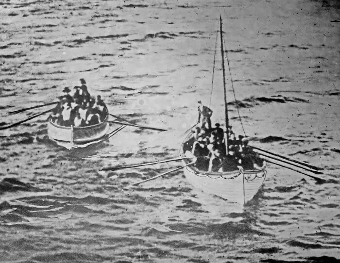 Lifeboats Roawing Towards Carpathia