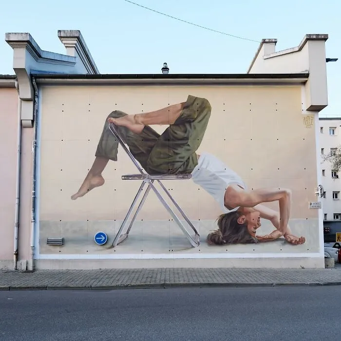 "Composition With A Human Body And A Metal Chair"