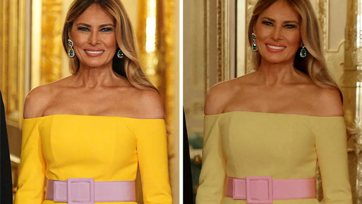Melania Trump’s Optical Illusion Dress From Windsor Banquet Goes Viral As Fans Debate Its Color