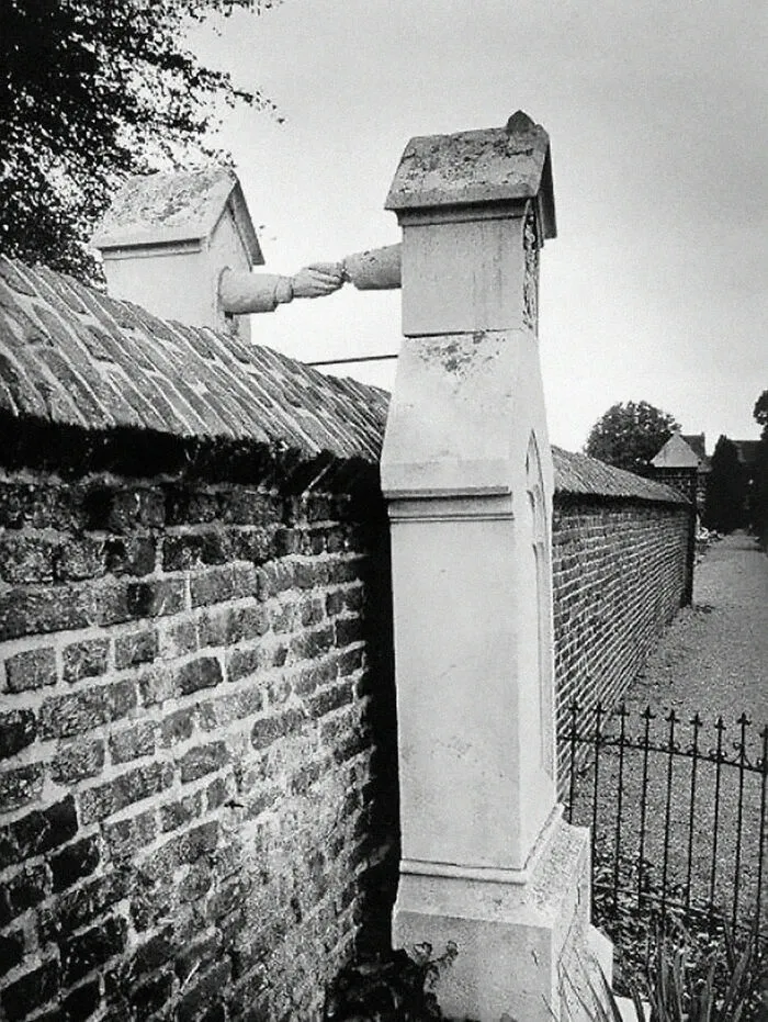 A Protestant Husband And His Catholic Wife Were Not Allowed To Be Buried Together. Here Are Their Headstones Reaching Across The Two Cemeteries In 1888
