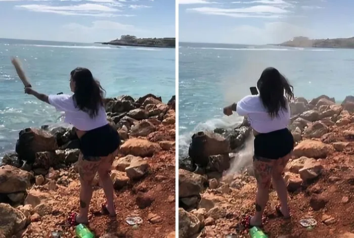 Ella fue al océano a arrojar las cenizas de su madre muerta y estas volaron de vuelta a su cara.